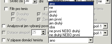 Nastavení pro vyhledání domácího hráče na turnaji