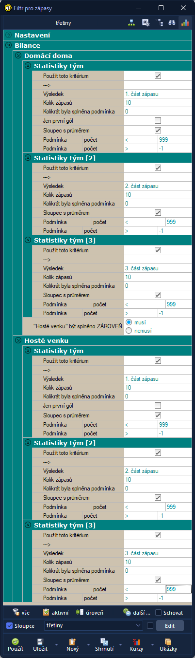 Góly v třetinách