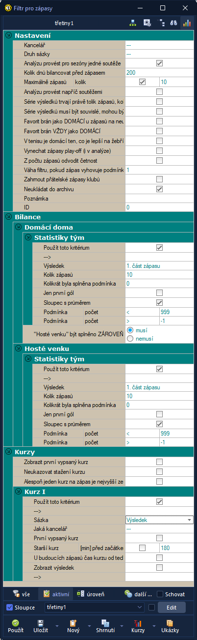 Góly v třetinách