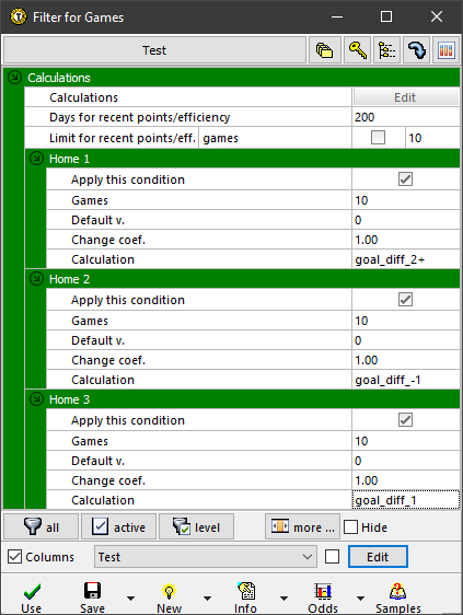 Filter / Calculations