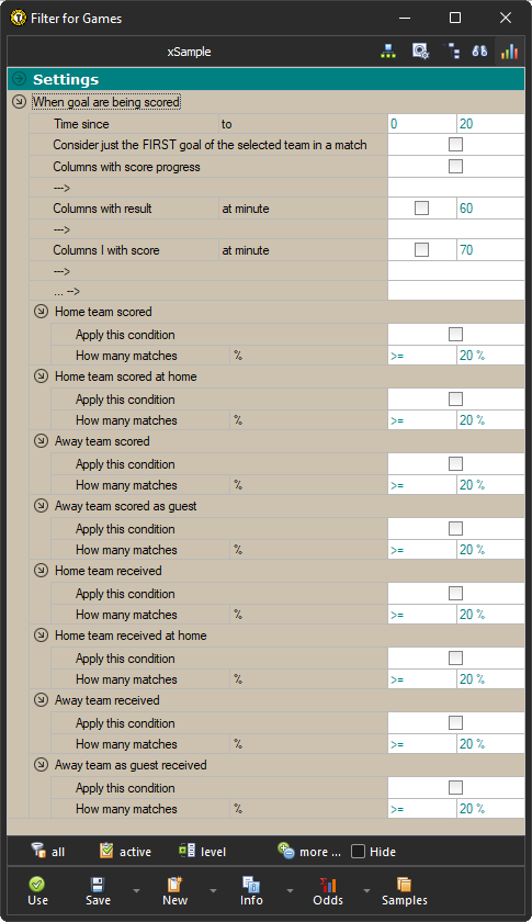 Filter / In what minutes are goals scored?