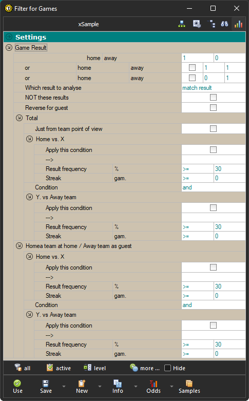 Filter / Match result