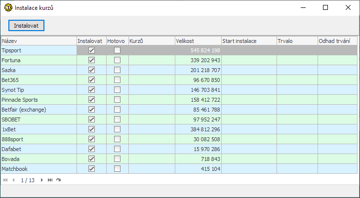 Instalace kurzů